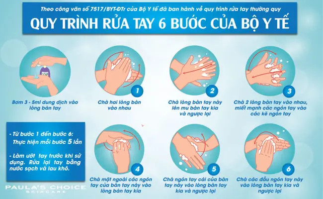Rửa tay đúng cách để đảm bảo vệ sinh trước khi tẩy tế bào chết