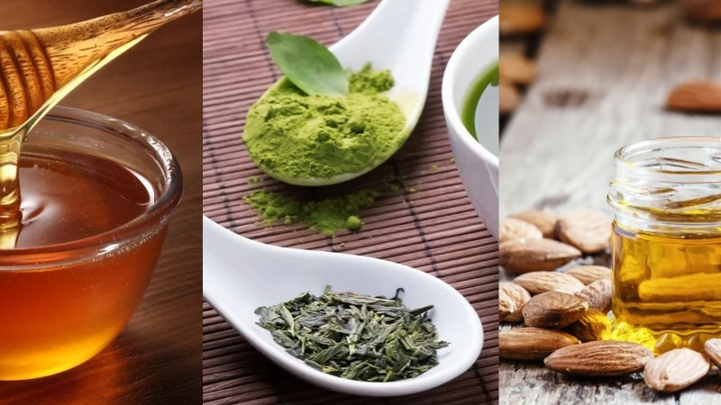 Mặt nạ trà xanh, mật ong và dầu hạnh nhân giúp kháng khuẩn, làm dịu da nhạy cảm