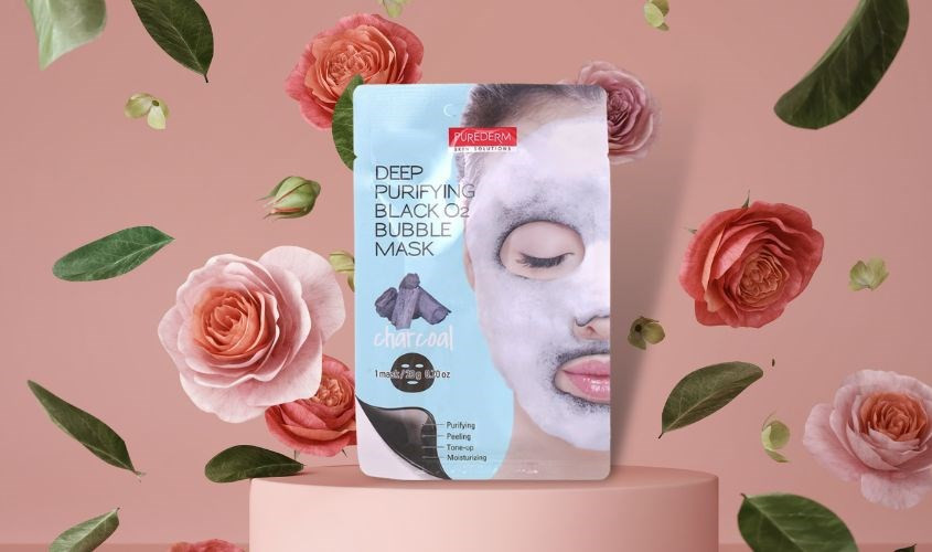 Mặt nạ sủi bọt Than Hoạt Tính Purederm làm sạch sâu cho da hỗn hợp.