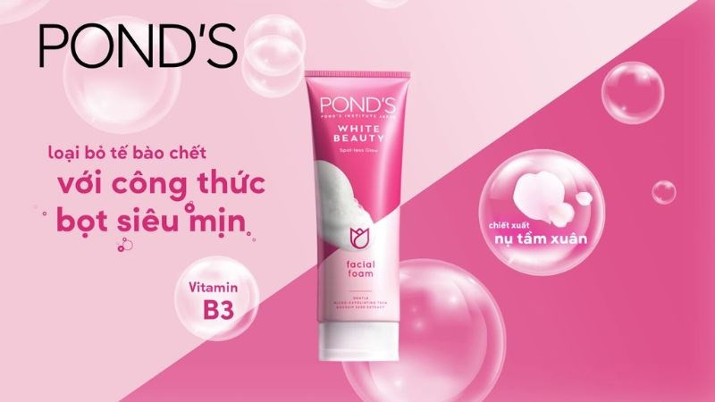 Sữa rửa mặt Pond's Bright Beauty giúp làm sạch sâu và làm sáng da với Vitamin B3+