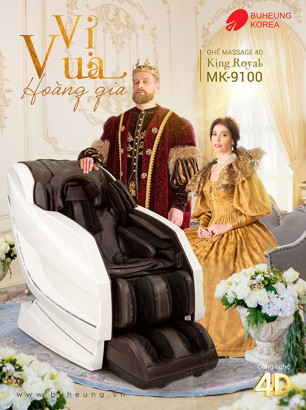 Ghế massage Buheung MK-9100 với thiết kế sang trọng, tông màu trung tính