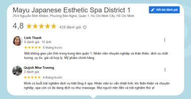 Trải nghiệm và đánh giá của khách hàng về dịch vụ tại Mayu Japanese Esthetic Spa