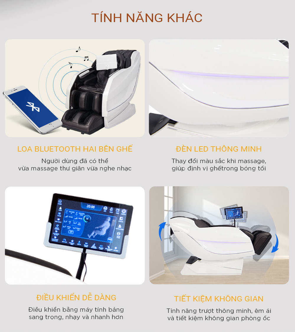 Cận cảnh phần tựa đầu và vai của ghế massage