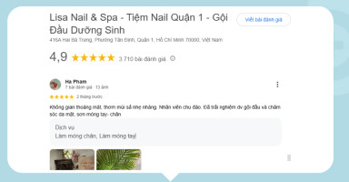 Phản hồi và đánh giá của khách hàng về dịch vụ tại Lisa Nail &amp; Spa từ Google Review