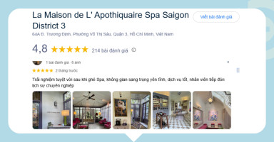 Tham khảo thêm một số đánh giá của khách hàng về La Maison de L’Apothiquaire trên Google Review