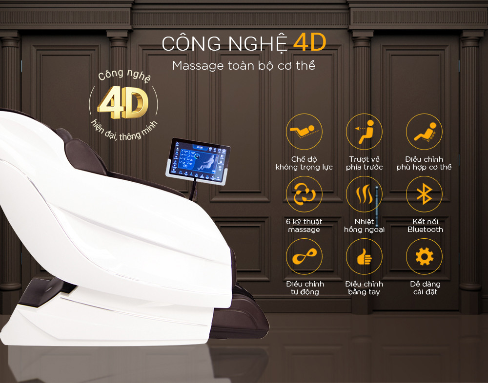 Cận cảnh chất liệu da cao cấp và đường may tinh tế trên ghế massage