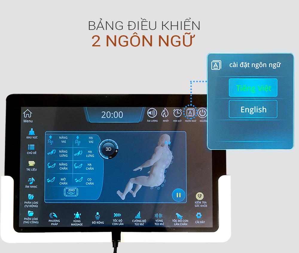 Chi tiết túi khí và các điểm massage trên phần tay của ghế