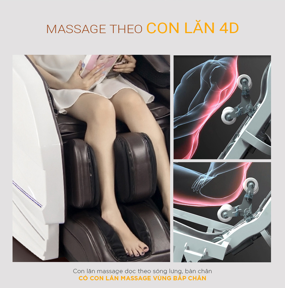 Hệ thống con lăn và túi khí massage bắp chân và bàn chân