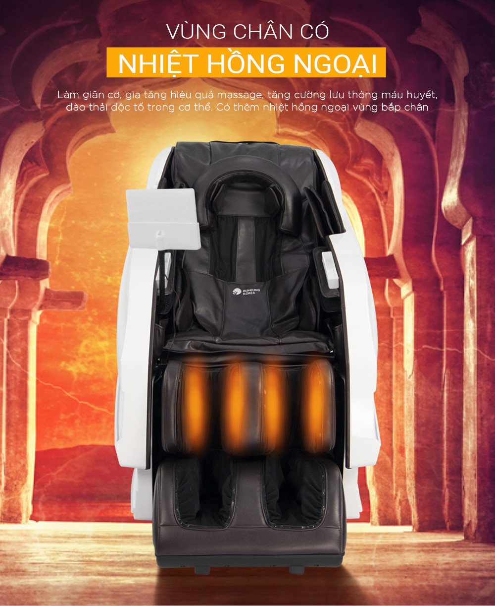 Các góc nhìn khác nhau của ghế massage, thể hiện kích thước và hình dáng