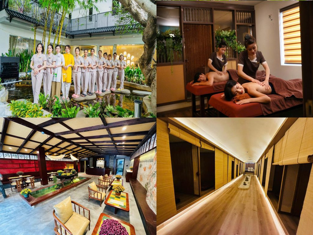 Kỹ thuật viên chuyên nghiệp thực hiện liệu pháp massage cho nam tại spa