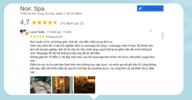 Phản hồi khách hàng về trải nghiệm massage chất lượng và không gian tại Noir. Spa.