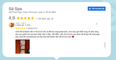 Phản hồi tích cực từ khách hàng lâu năm về dịch vụ massage tại Sả Spa.