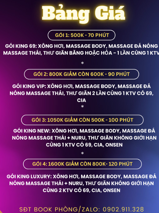 Bảng giá các gói dịch vụ massage tại Massage Quang Thư