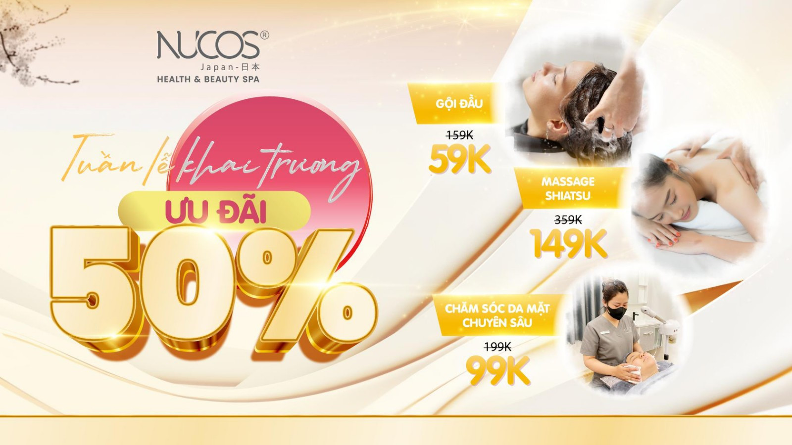 Bảng giá ưu đãi hấp dẫn nhân dịp khai trương của Nucos Health &amp; Beauty Spa