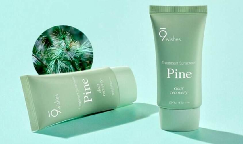 Sản phẩm kem chống nắng 9 Wishes Pine SPF 50+ PA++++ giúp thanh lọc và phục hồi làn da
