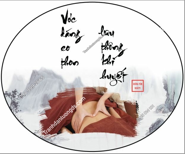 Tranh dán tường 3D cho tiệm dưỡng sinh bấm huyệt, với hình ảnh hoa sen, nến và tay xoa bóp, tạo cảm giác chuyên nghiệp và thanh tịnh.
