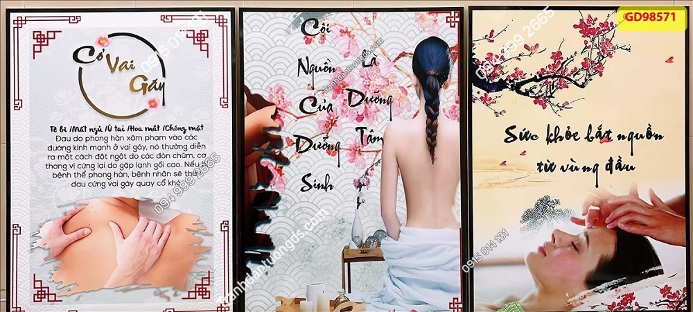 Tranh dán tường 3D cho spa dưỡng sinh đông y, với cảnh quan hoa sen và sỏi đá, tạo sự thanh bình và thư giãn.