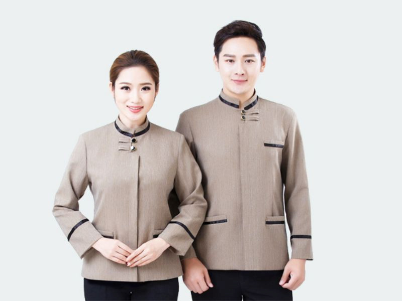 Áo đồng phục lễ tân spa dạng cổ trụ