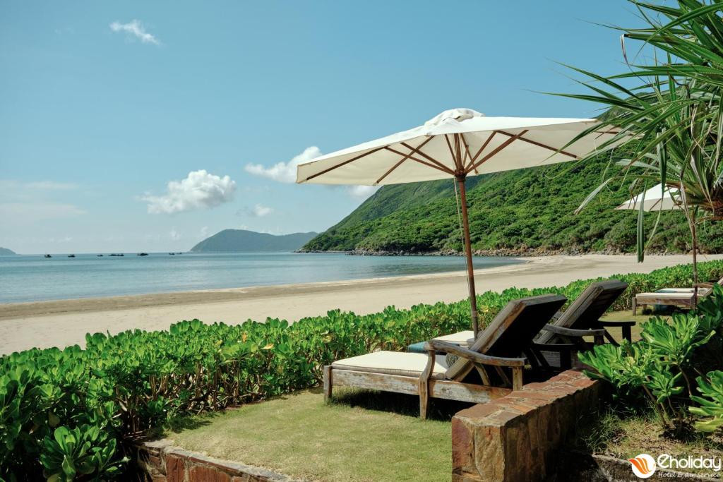 Bãi biển riêng yên bình của Poulo Condor Boutique Resort &amp; Spa Côn Đảo với hàng dừa và cát trắng