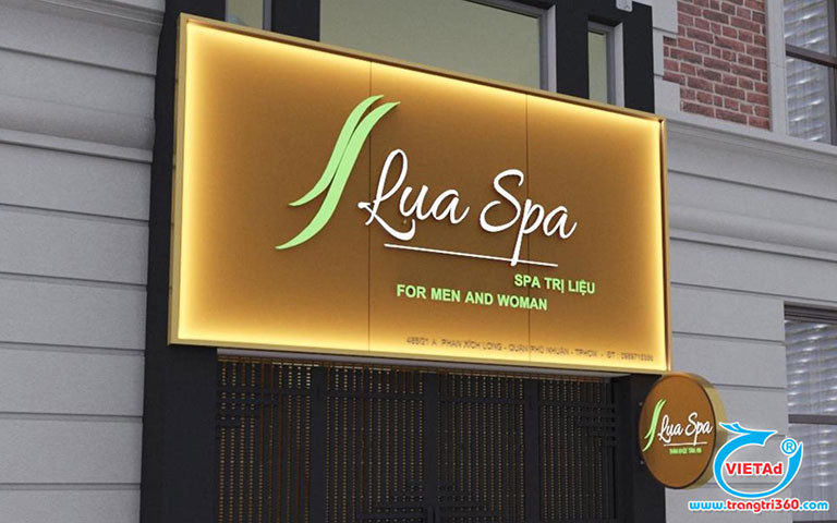 Bảng hiệu spa hiện đại với chữ nổi mica đa sắc màu