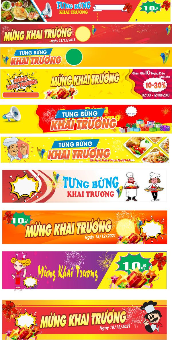 Băng rôn khai trương với thiết kế tổng thể hài hòa, thu hút sự chú ý