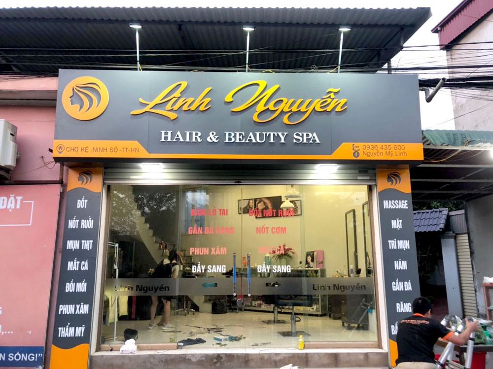 Biển hiệu quảng cáo tiệm tóc làm đẹp
