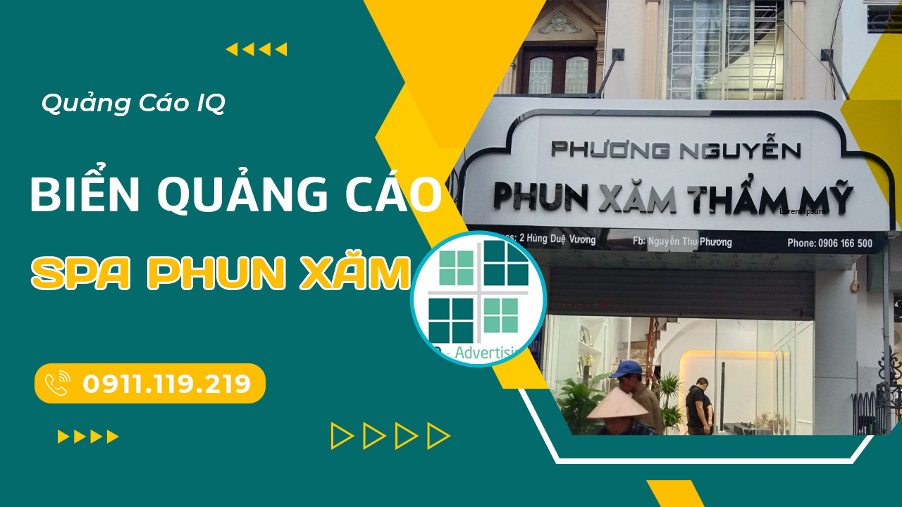 Biển quảng cáo spa phun xăm với thiết kế sang trọng