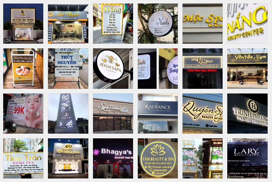 Các chất liệu thi công làm biển hiệu spa đẹp