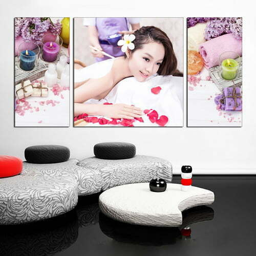 Hình ảnh spa với decor gỗ và cây cỏ