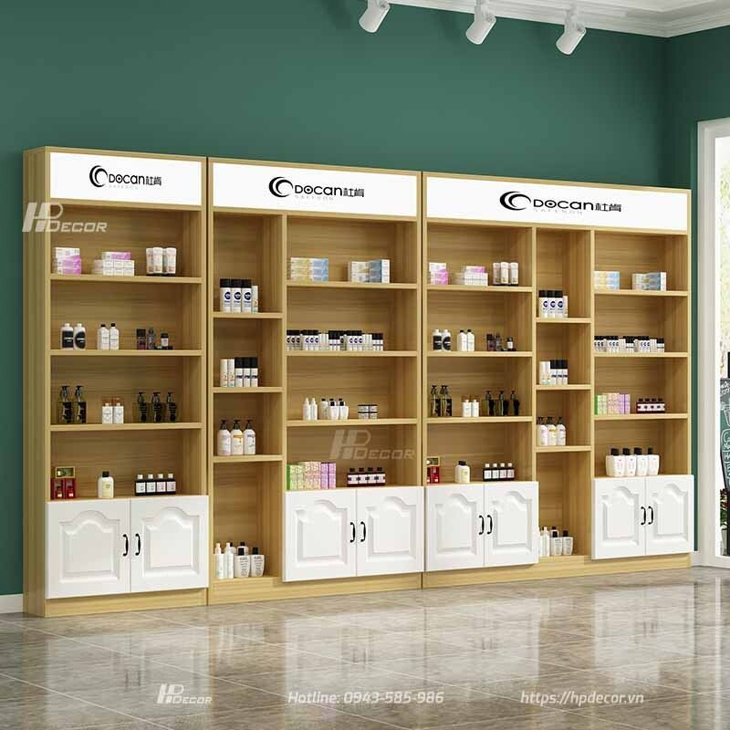 Kệ đựng mỹ phẩm spa phong cách hiện đại