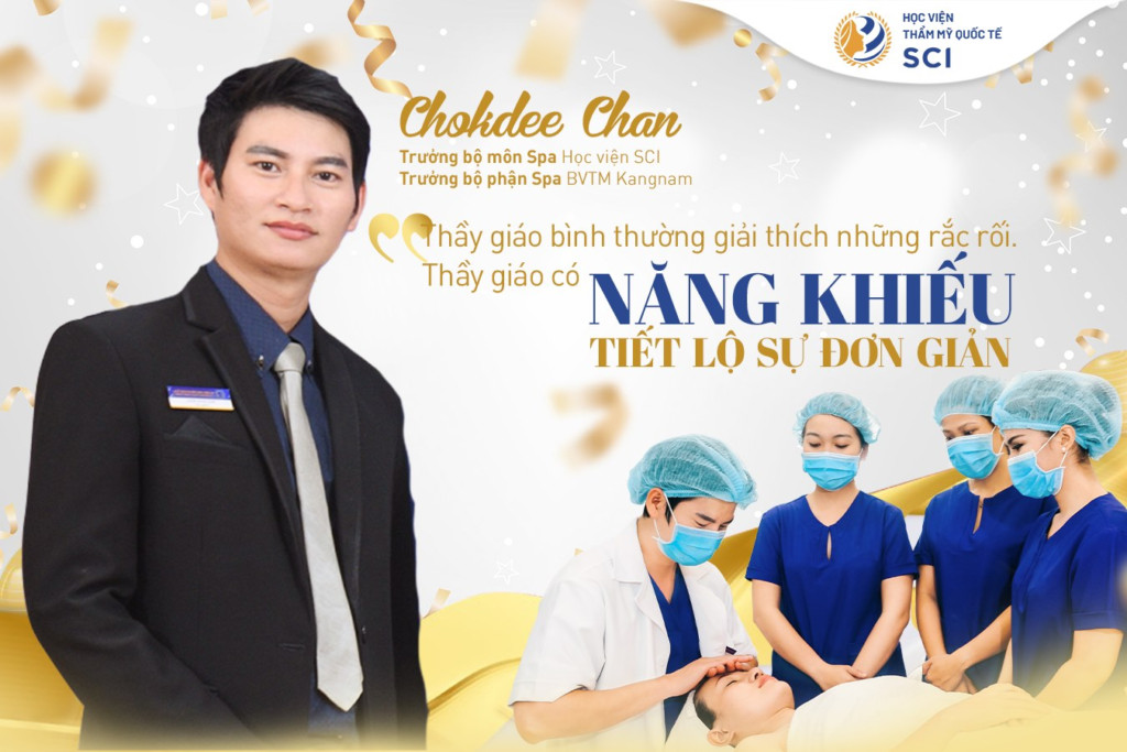 Không gian đào tạo hiện đại của Học viện Y Khoa Thẩm Mỹ Quốc Tế SCI, trung tâm dạy nghề spa chất lượng