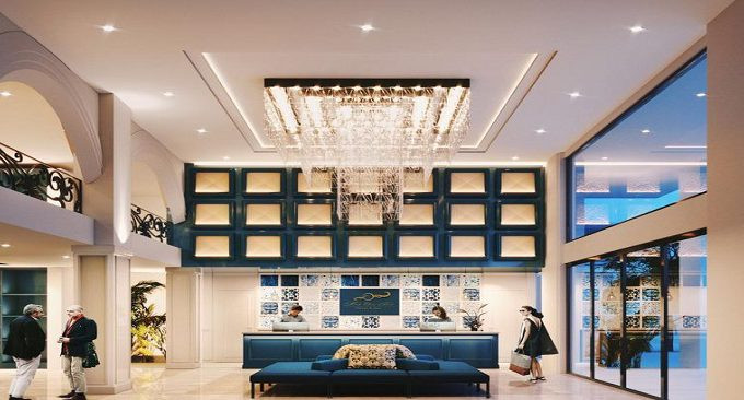 Không gian sảnh đón tiếp sang trọng và tiện nghi của Minh Châu Pearl Hotel &amp; Spa