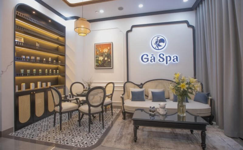 Khu vực tiếp khách với cây xanh tại Gà Spa, spa uy tín quận 7 ứng dụng y học cổ truyền