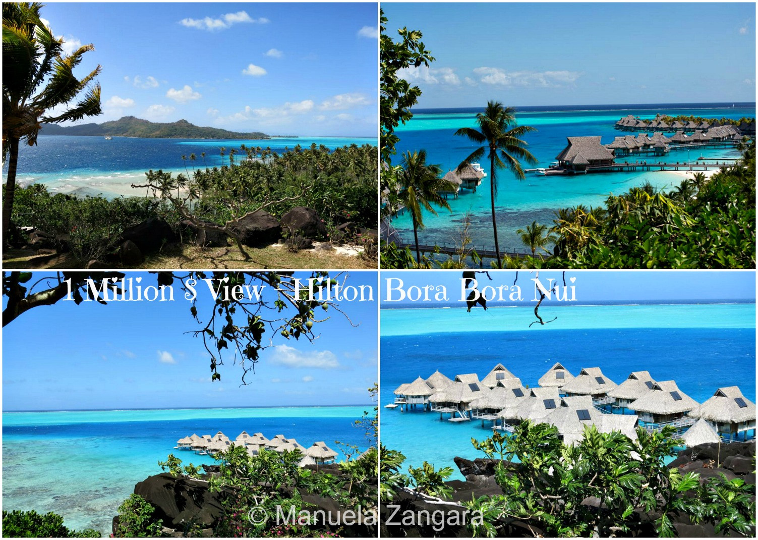 Khung cảnh đầm phá xanh biếc và khu nghỉ dưỡng Hilton Bora Bora Nui Resort &amp; Spa từ trên cao