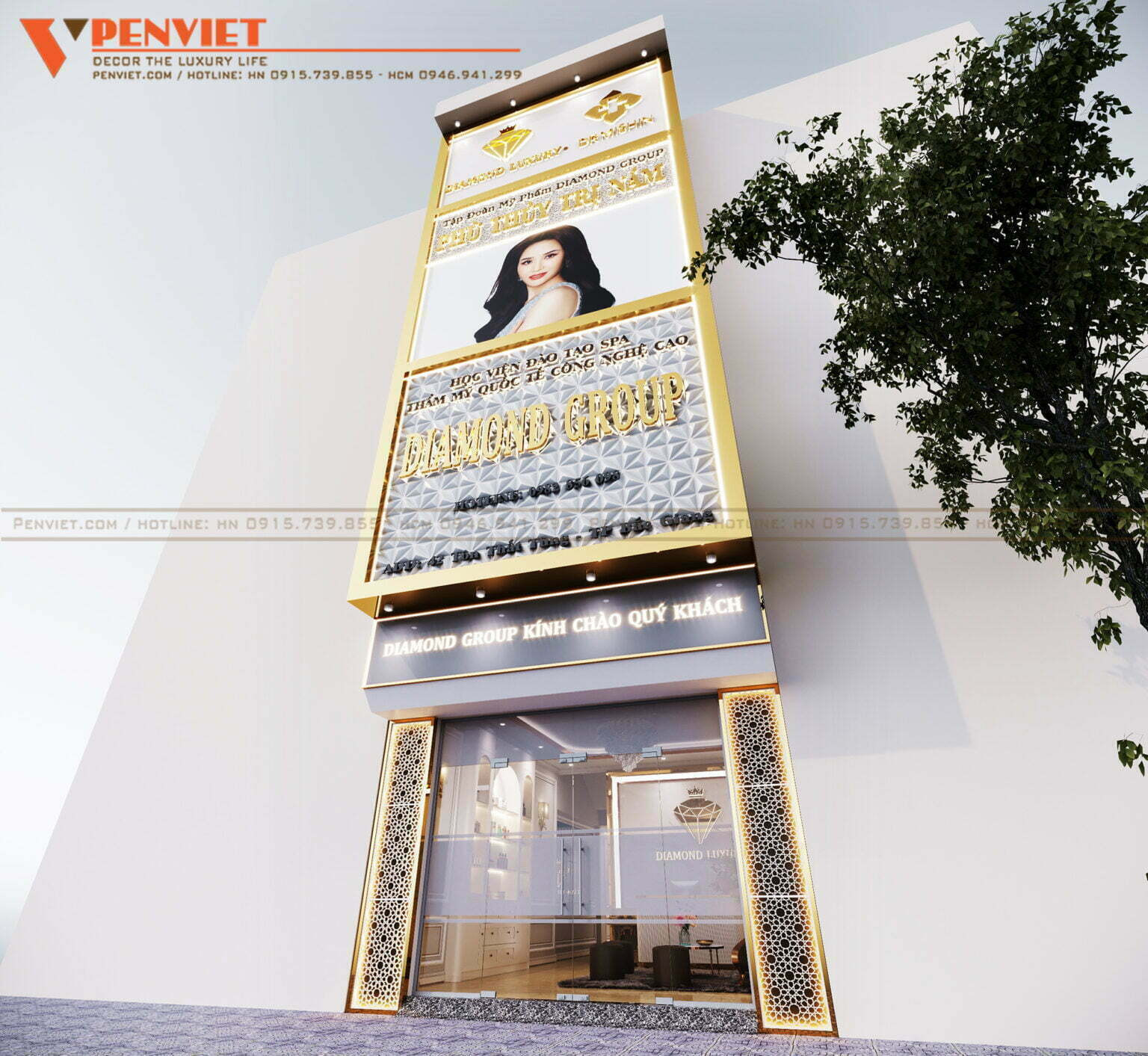 Mẫu bảng hiệu spa chăm sóc da cao cấp, thể hiện sự đầu tư tỉ mỉ