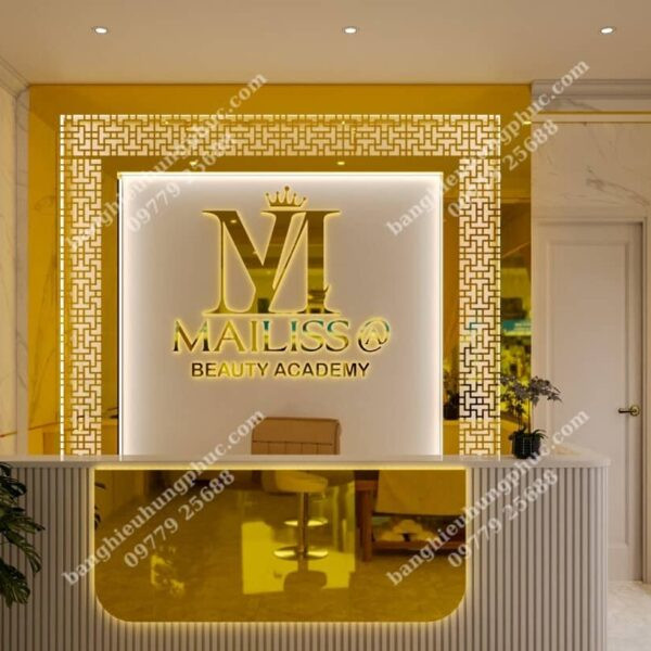 Mẫu bảng hiệu spa đẹp chữ nổi trắng trên nền xanh pastel