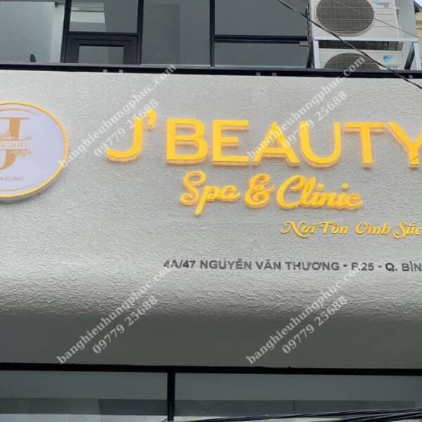 Mẫu bảng hiệu spa đẹp với logo hoa sen nhẹ nhàng