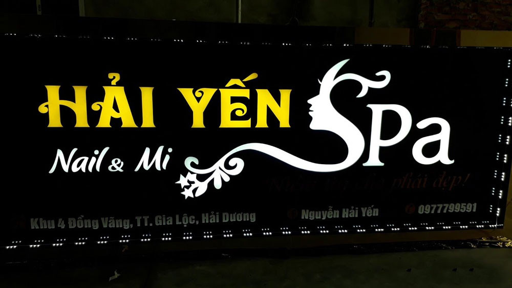 Mẫu biển hiệu tiệm nail mi chữ sáng âm bản