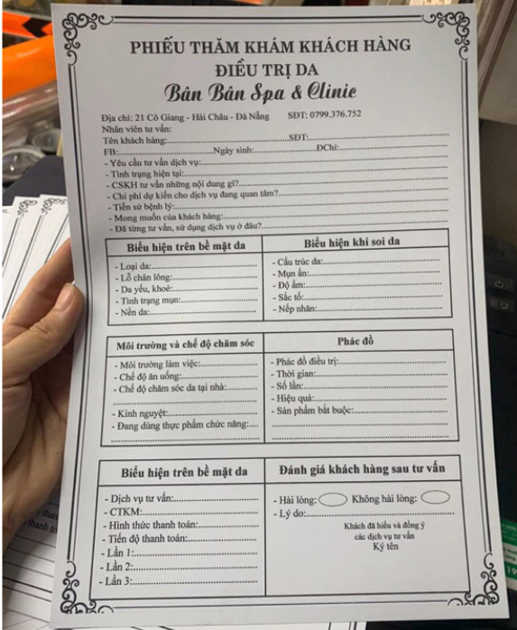 Mẫu phiếu thông tin khách hàng spa chuyên nghiệp