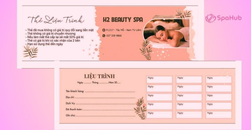 Mẫu thẻ liệu trình spa đơn giản 2