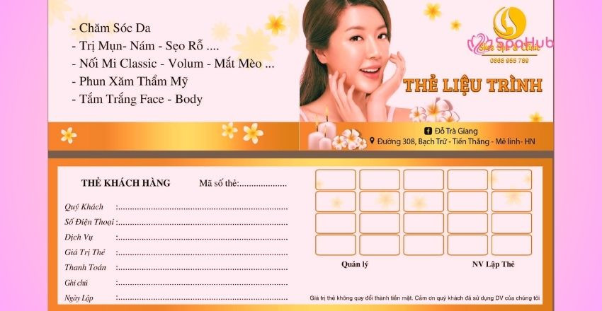 Mẫu thẻ liệu trình spa đơn giản 3