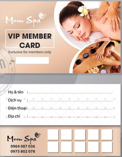 Mẫu thẻ tích điểm spa đẹp và chuyên nghiệp mẫu 2