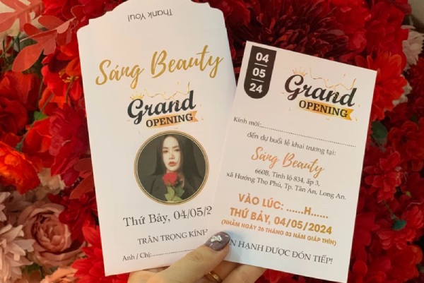 In ấn thiệp mời khai trương spa với màu sắc nhã nhặn, hài hòa