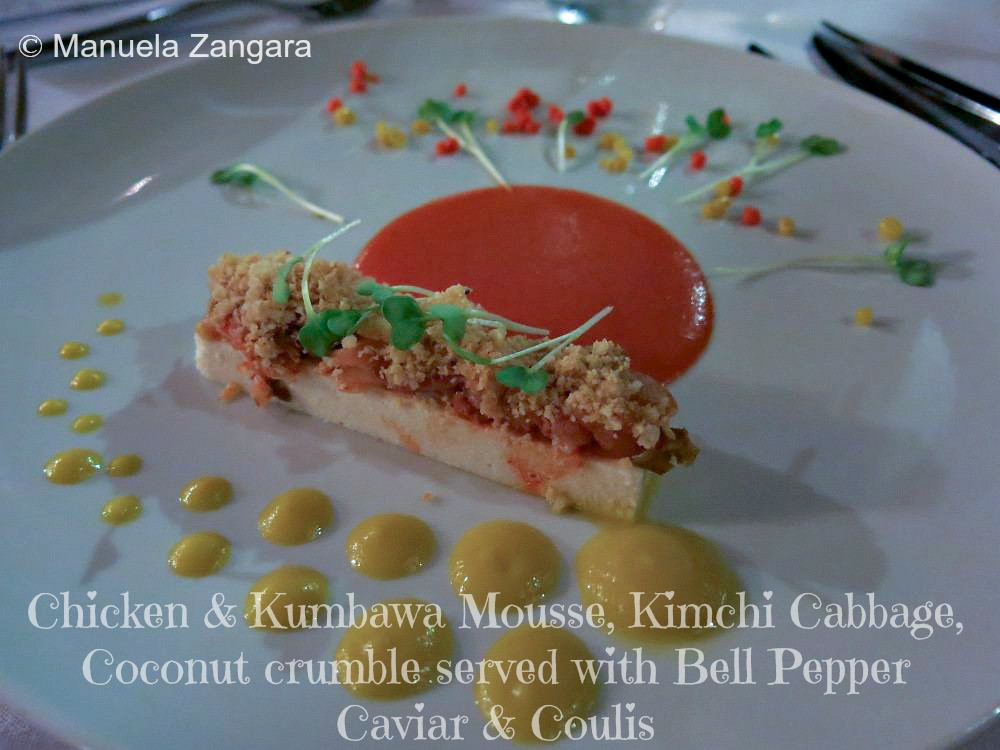 Món khai vị mousse với rau củ và nước sốt tinh tế tại Iriatai, Hilton Bora Bora Nui Resort &amp; Spa