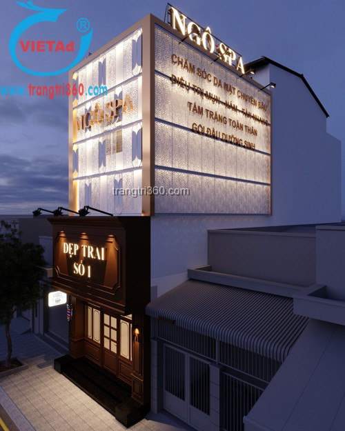 Nâng tầm thiết kế bảng hiệu spa với mặt dựng nhôm hoa văn laser