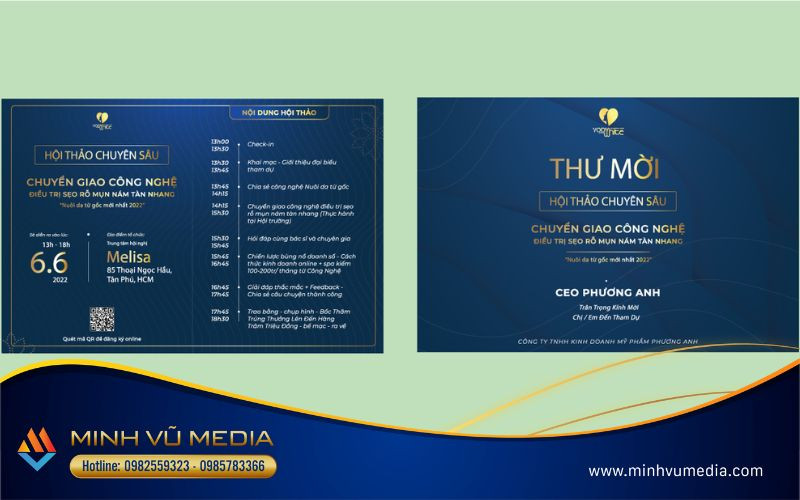 Phong cách thiết kế thư mời khai trương spa tối giản