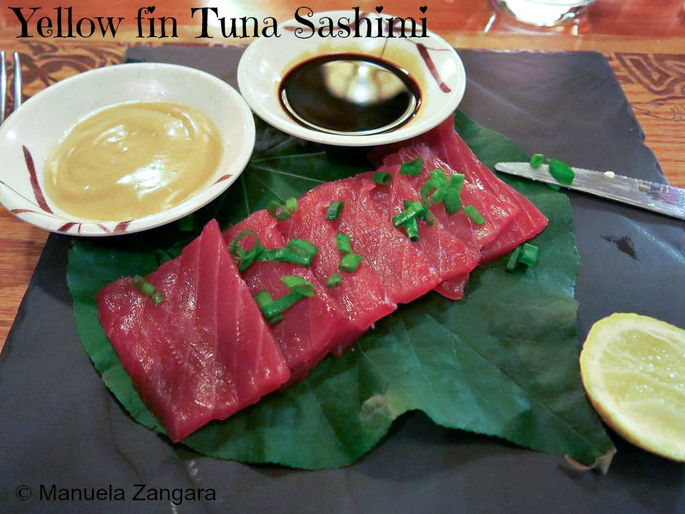 Sashimi cá ngừ tươi ngon tại Upa Upa Restaurant, Hilton Bora Bora Nui Resort &amp; Spa