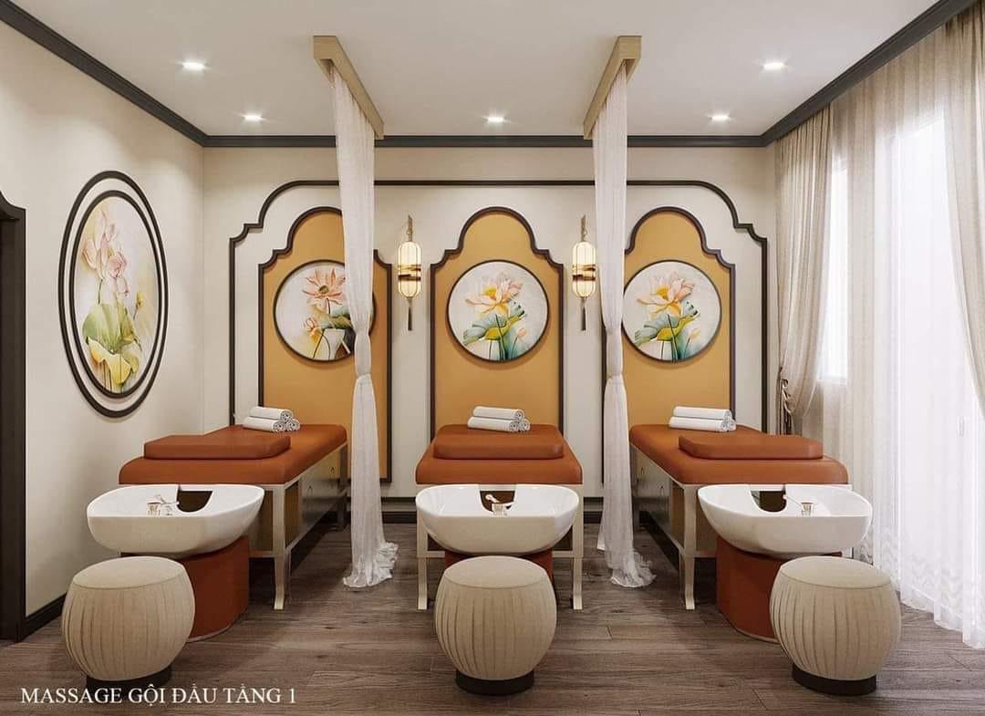 Không gian trị liệu của mô hình spa dưỡng sinh được thiết kế với decor tự nhiên, mang lại cảm giác an yên.
