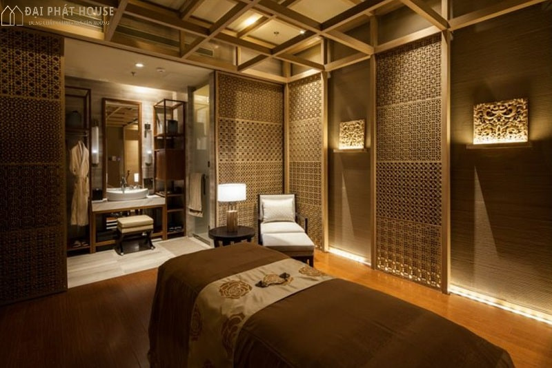 Spa Zen Nhật Bản với nội thất gỗ tối giản và cây xanh