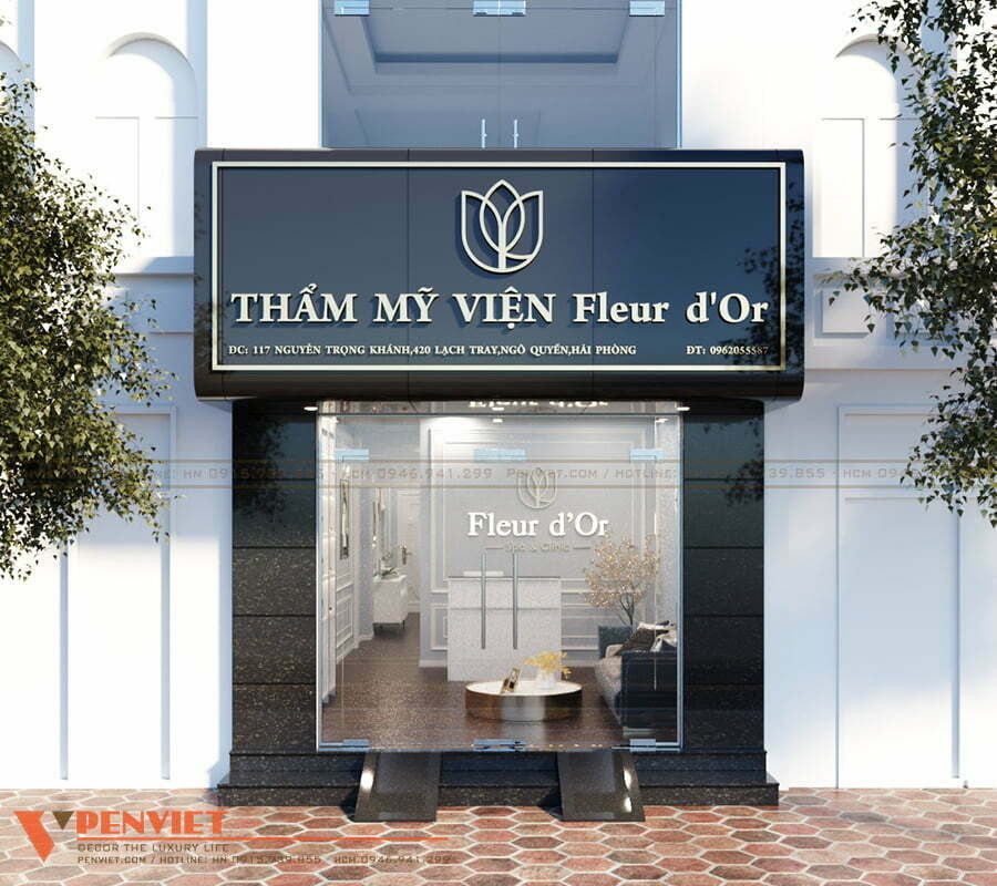 Thiết kế bảng hiệu spa chữ nổi alu kết hợp logo mica vàng gương